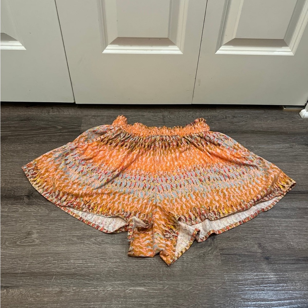 Anthropologie Daily Practice Shorts Orange Smocked size Medium